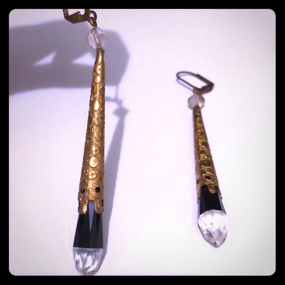 Earrings black and gold - Picture 1 of 2